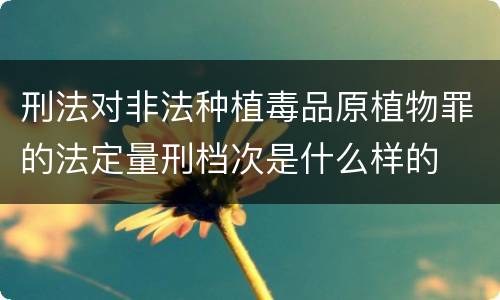 刑法对非法种植毒品原植物罪的法定量刑档次是什么样的
