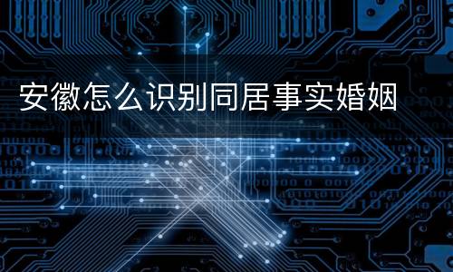 安徽怎么识别同居事实婚姻