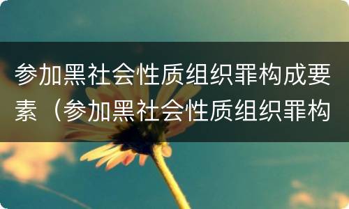 参加黑社会性质组织罪构成要素（参加黑社会性质组织罪构成要素包括）