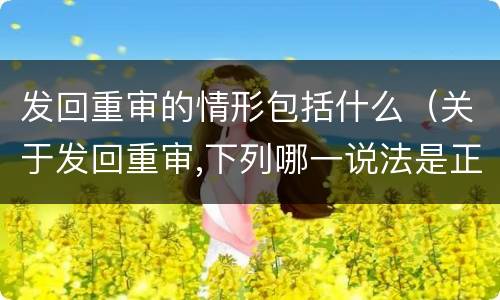 发回重审的情形包括什么（关于发回重审,下列哪一说法是正确的?）