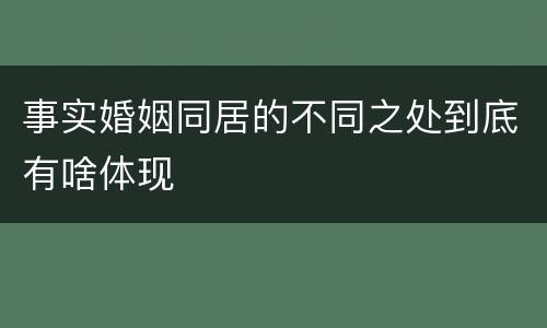 事实婚姻同居的不同之处到底有啥体现