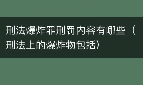 刑法爆炸罪刑罚内容有哪些（刑法上的爆炸物包括）