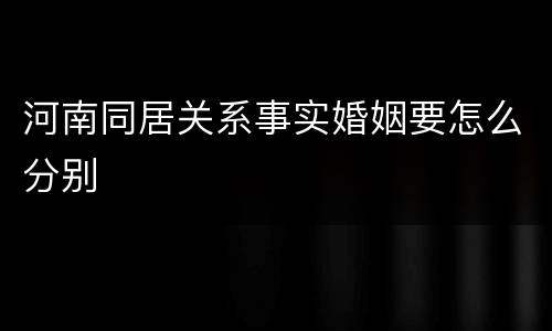 河南同居关系事实婚姻要怎么分别