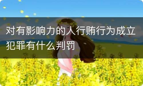 对有影响力的人行贿行为成立犯罪有什么判罚