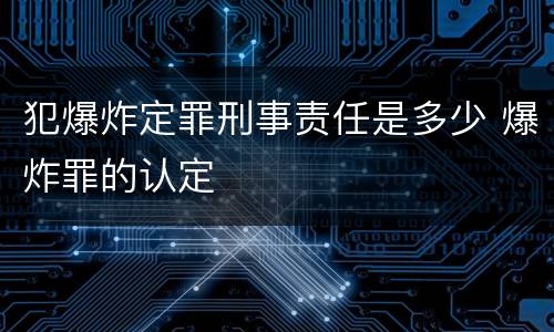 犯爆炸定罪刑事责任是多少 爆炸罪的认定