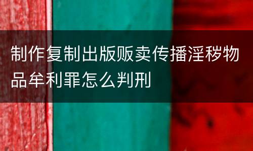 制作复制出版贩卖传播淫秽物品牟利罪怎么判刑