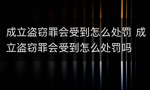成立盗窃罪会受到怎么处罚 成立盗窃罪会受到怎么处罚吗