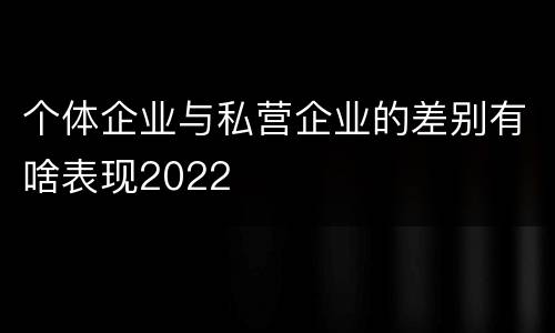 个体企业与私营企业的差别有啥表现2022