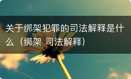 关于绑架犯罪的司法解释是什么（绑架 司法解释）