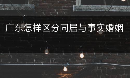广东怎样区分同居与事实婚姻