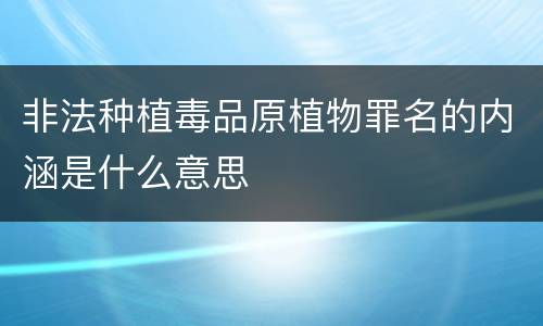 非法种植毒品原植物罪名的内涵是什么意思