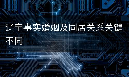 辽宁事实婚姻及同居关系关键不同