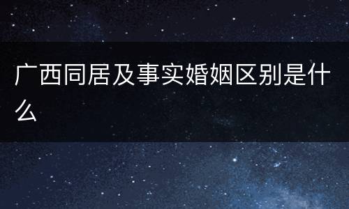 广西同居及事实婚姻区别是什么