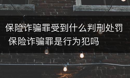保险诈骗罪受到什么判刑处罚 保险诈骗罪是行为犯吗