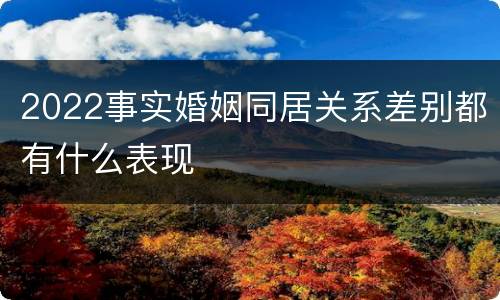 2022事实婚姻同居关系差别都有什么表现