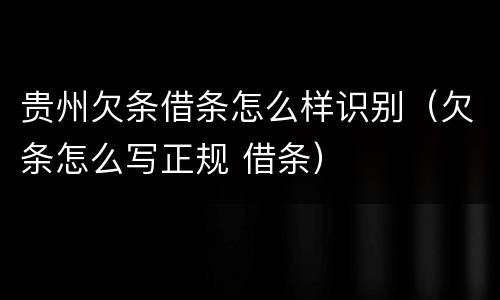 贵州欠条借条怎么样识别（欠条怎么写正规 借条）