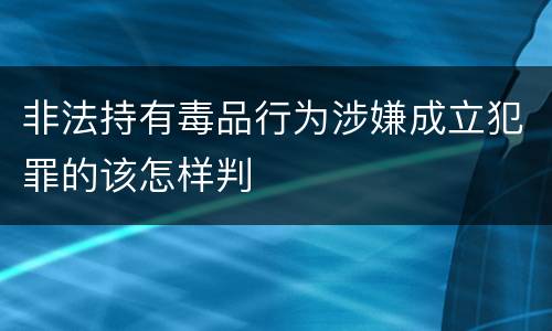 非法持有毒品行为涉嫌成立犯罪的该怎样判