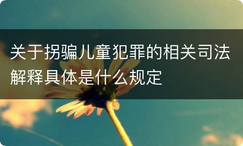 关于拐骗儿童犯罪的相关司法解释具体是什么规定