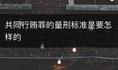 共同行贿罪的量刑标准是要怎样的