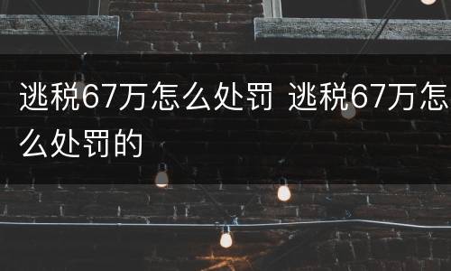 逃税67万怎么处罚 逃税67万怎么处罚的