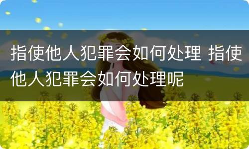 指使他人犯罪会如何处理 指使他人犯罪会如何处理呢