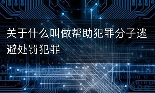 关于什么叫做帮助犯罪分子逃避处罚犯罪