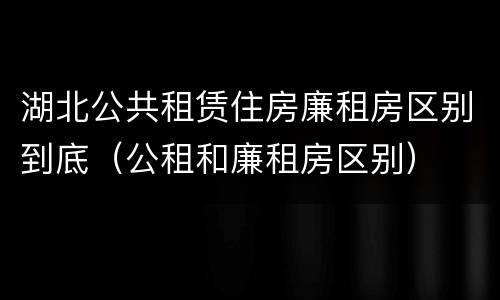 湖北公共租赁住房廉租房区别到底（公租和廉租房区别）