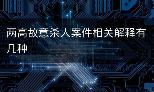 两高故意杀人案件相关解释有几种