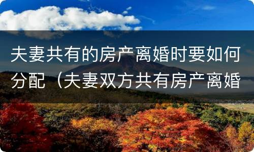 夫妻共有的房产离婚时要如何分配（夫妻双方共有房产离婚后如何分配）