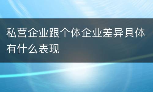私营企业跟个体企业差异具体有什么表现
