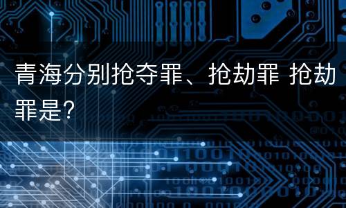 青海分别抢夺罪、抢劫罪 抢劫罪是?
