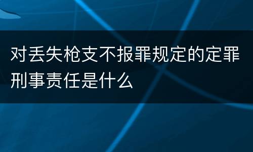 对丢失枪支不报罪规定的定罪刑事责任是什么