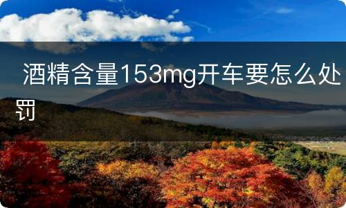  酒精含量153mg开车要怎么处罚