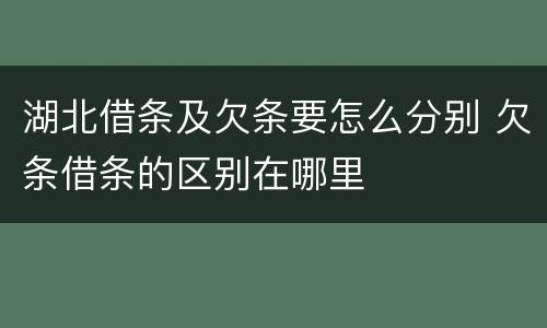 湖北借条及欠条要怎么分别 欠条借条的区别在哪里
