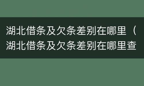 湖北借条及欠条差别在哪里（湖北借条及欠条差别在哪里查询）