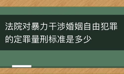 法院对暴力干涉婚姻自由犯罪的定罪量刑标准是多少