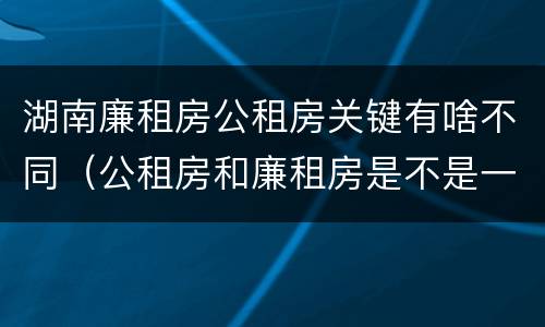 湖南廉租房公租房关键有啥不同（公租房和廉租房是不是一回事）