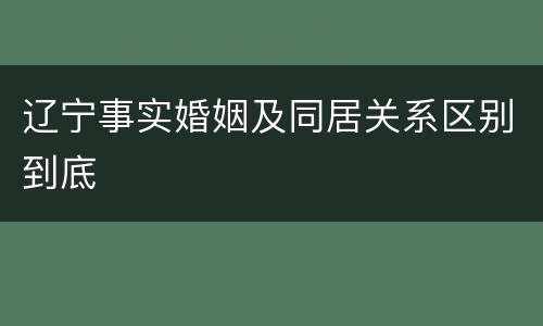 辽宁事实婚姻及同居关系区别到底