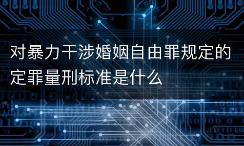 对暴力干涉婚姻自由罪规定的定罪量刑标准是什么