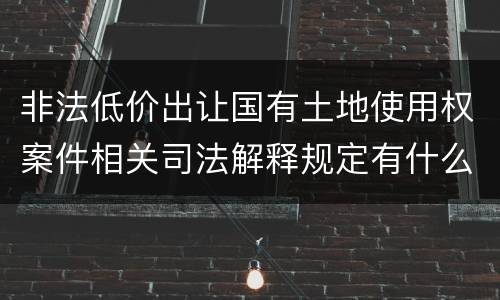 非法低价出让国有土地使用权案件相关司法解释规定有什么主要内容