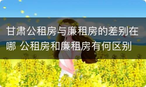 甘肃公租房与廉租房的差别在哪 公租房和廉租房有何区别