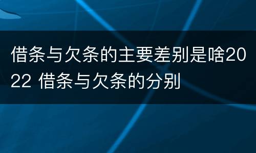 借条与欠条的主要差别是啥2022 借条与欠条的分别