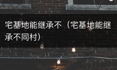 宅基地能继承不（宅基地能继承不同村）