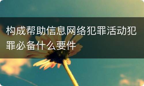 构成帮助信息网络犯罪活动犯罪必备什么要件