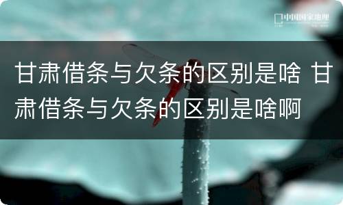 甘肃借条与欠条的区别是啥 甘肃借条与欠条的区别是啥啊