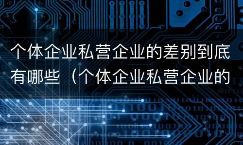 个体企业私营企业的差别到底有哪些（个体企业私营企业的差别到底有哪些问题）