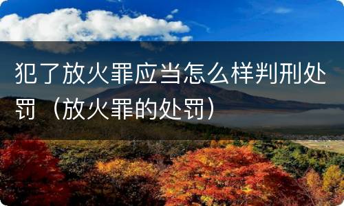 犯了放火罪应当怎么样判刑处罚（放火罪的处罚）