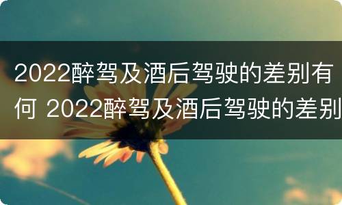 2022醉驾及酒后驾驶的差别有何 2022醉驾及酒后驾驶的差别有何改变