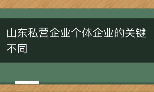 山东私营企业个体企业的关键不同