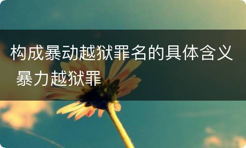 构成暴动越狱罪名的具体含义 暴力越狱罪